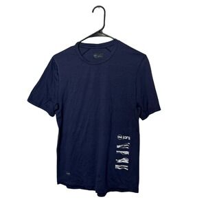 Janji Shirt Mens Small Navy Blue Repeat Merino Wool Blend Base Layer Running